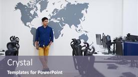  Presentation with business casual - Presentation design consisting of portrait-of-casual-asian-indian background and a gray colored foreground