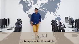  Presentation with business casual - PPT theme having portrait-of-casual-asian-indian background and a mint green colored foreground