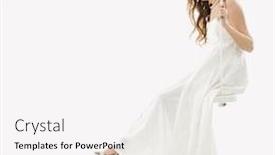  Presentation with bride - Cool new slide deck with portrait-of-caucasian-bride-swinging backdrop and a white colored foreground