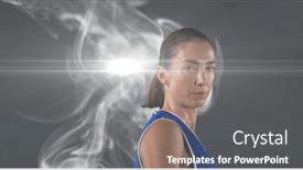  Presentation with tournament - Slide deck featuring portrait-of-caucasian-female-athlete background and a gray colored foreground