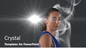 Presentation with tournament - Theme consisting of portrait-of-caucasian-female-athlete background and a dark gray colored foreground