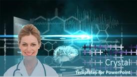  Presentation with data science - Slide deck enhanced with portrait-of-caucasian-female-doctor background and a teal colored foreground