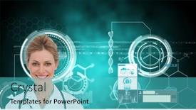  Presentation with data science - Theme with portrait-of-caucasian-female-doctor background and a cyan colored foreground