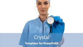  Presentation with surgical gloves - Amazing theme having portrait-of-caucasian-female-surgeon backdrop and a teal colored foreground