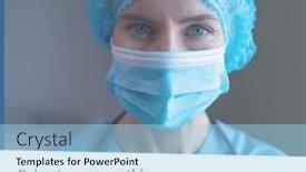  Presentation with healthy people - Presentation design consisting of portrait-of-caucasian-female-surgeon background and a light blue colored foreground