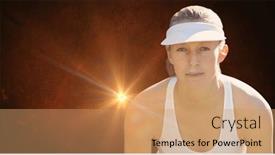  Presentation with tournament - Theme with portrait-of-caucasian-female-tennis background and a coral colored foreground