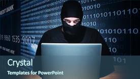  Presentation with hacker - Theme with portrait of caucasian hacker background and a ocean colored foreground