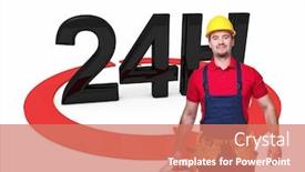  Presentation with handyman - PPT layouts enhanced with portrait-of-caucasian-handyman background and a coral colored foreground