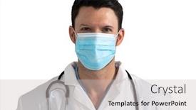  Presentation with lab coat - PPT layouts featuring portrait-of-caucasian-male-doctor background and a light gray colored foreground