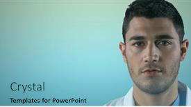  Presentation with medical technology healthcare - Colorful slides enhanced with portrait-of-caucasian-male-doctor backdrop and a light blue colored foreground