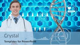  Presentation with data structure - Presentation consisting of portrait-of-caucasian-male-doctor background and a light blue colored foreground