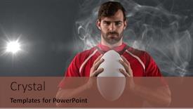  Presentation with tournament - PPT theme featuring portrait-of-caucasian-male-rugby background and a tawny brown colored foreground