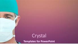  Presentation with medical technology healthcare - Presentation theme having portrait-of-caucasian-male-surgeon background and a violet colored foreground