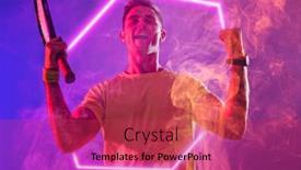  Presentation with tennis - PPT theme with portrait-of-caucasian-male-tennis background and a red colored foreground