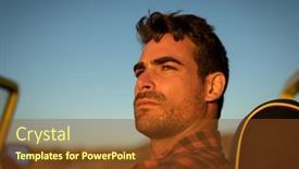  Presentation with summer holiday - PPT theme enhanced with portrait-of-caucasian-man-watching background and a tawny brown colored foreground