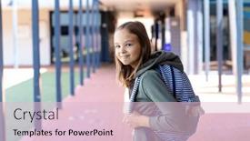  Presentation with school elementary - Slides with portrait-of-caucasian-schoolgirl background and a  colored foreground