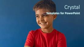  Presentation with childhood - PPT layouts having portrait-of-caucasian-smiling-boy background and a ocean colored foreground