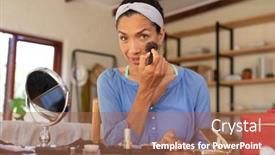  Presentation with lockdown - Presentation design consisting of portrait-of-caucasian-woman-applying background and a coral colored foreground