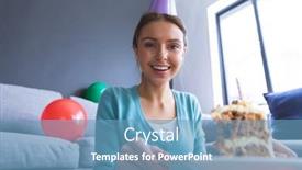  Presentation with lockdown - Audience pleasing slide set consisting of portrait-of-caucasian-woman backdrop and a teal colored foreground