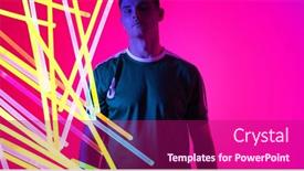  Presentation with color pink - PPT theme featuring portrait-of-caucasian-young-sportsman background and a  colored foreground