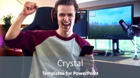  Presentation with gaming - Slide set featuring portrait-of-celebrating-man-gaming background and a gray colored foreground