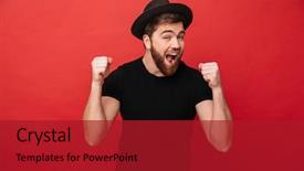  Presentation with black and red - Audience pleasing theme consisting of portrait of charming caucasian macho backdrop and a crimson colored foreground