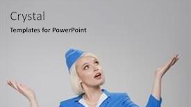  Presentation with blue - Presentation theme consisting of portrait-of-charming-stewardess-wearing background and a light gray colored foreground