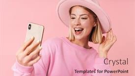  Presentation with selfie - Audience pleasing slide set consisting of portrait-of-charming-young-woman backdrop and a lemonade colored foreground