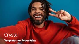  Presentation with cheerful - Slide deck enhanced with portrait-of-cheerful-african-american background and a crimson colored foreground