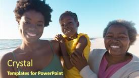  Presentation with retirement - PPT theme featuring portrait-of-cheerful-african-american background and a tawny brown colored foreground