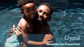  Presentation with african american church family - Slide set featuring portrait-of-cheerful-african-american background and a ocean colored foreground