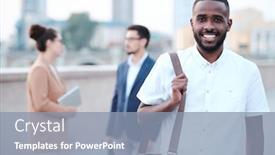  Presentation with afro - Slides featuring portrait-of-cheerful-afro-american background and a light blue colored foreground