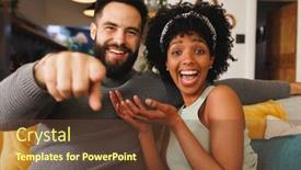  Presentation with togetherness - Theme with portrait-of-cheerful-biracial-couple background and a tawny brown colored foreground