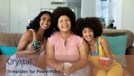  Presentation with cheerful - Presentation theme featuring portrait-of-cheerful-biracial-young background and a coral colored foreground