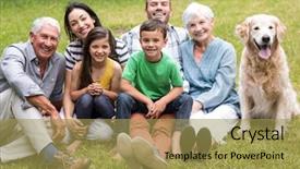  Presentation with extended family - Beautiful presentation theme featuring portrait of cheerful extended family backdrop and a yellow colored foreground