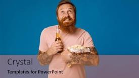  Presentation with popcorn - Presentation featuring portrait-of-cheerful-ginger-bearded background and a coral colored foreground