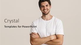  Presentation with cheerful - Colorful slide set enhanced with portrait-of-cheerful-handsome-man backdrop and a lemonade colored foreground