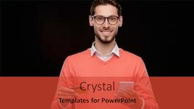  Presentation with card transaction - Audience pleasing presentation consisting of portrait-of-cheerful-handsome-young backdrop and a red colored foreground