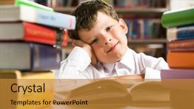  Presentation with electronic library - Slides consisting of portrait of cheerful lad sitting background and a  colored foreground