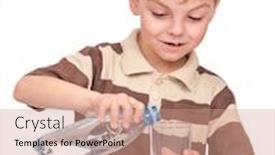  Presentation with plastic bottle - Presentation theme enhanced with portrait of cheerful little boy with glass and plastic bottle of water cute smiling child drinks water isolated on white background background and a coral colored foreground