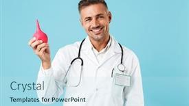  Presentation with medical - Beautiful theme featuring portrait-of-cheerful-medical-specialist backdrop and a sky blue colored foreground