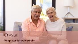  Presentation with assisted living - Theme featuring portrait-of-cheerful-multiracial-senior background and a coral colored foreground