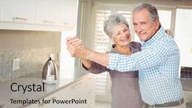  Presentation with concert band dancing - Audience pleasing theme consisting of portrait of cheerful senior man backdrop and a soft green colored foreground