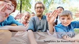  Presentation with video conferencing - Slide deck having portrait-of-cheerful-teacher background and a soft green colored foreground