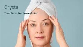  Presentation with light blue - Slides with portrait-of-cheerful-woman background and a light blue colored foreground