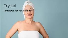  Presentation with light blue - Slides featuring portrait-of-cheerful-woman background and a light blue colored foreground