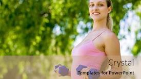  Presentation with fitness - Colorful slide deck enhanced with portrait-of-cheerful-woman backdrop and a coral colored foreground
