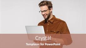  Presentation with cheerful - Beautiful theme featuring portrait-of-cheerful-young-man backdrop and a coral colored foreground