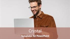  Presentation with cheerful - PPT layouts with portrait-of-cheerful-young-man background and a coral colored foreground