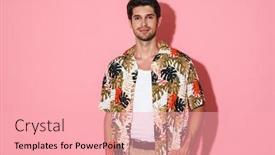  Presentation with cheerful - Colorful slide set enhanced with portrait-of-cheerful-young-man backdrop and a lemonade colored foreground